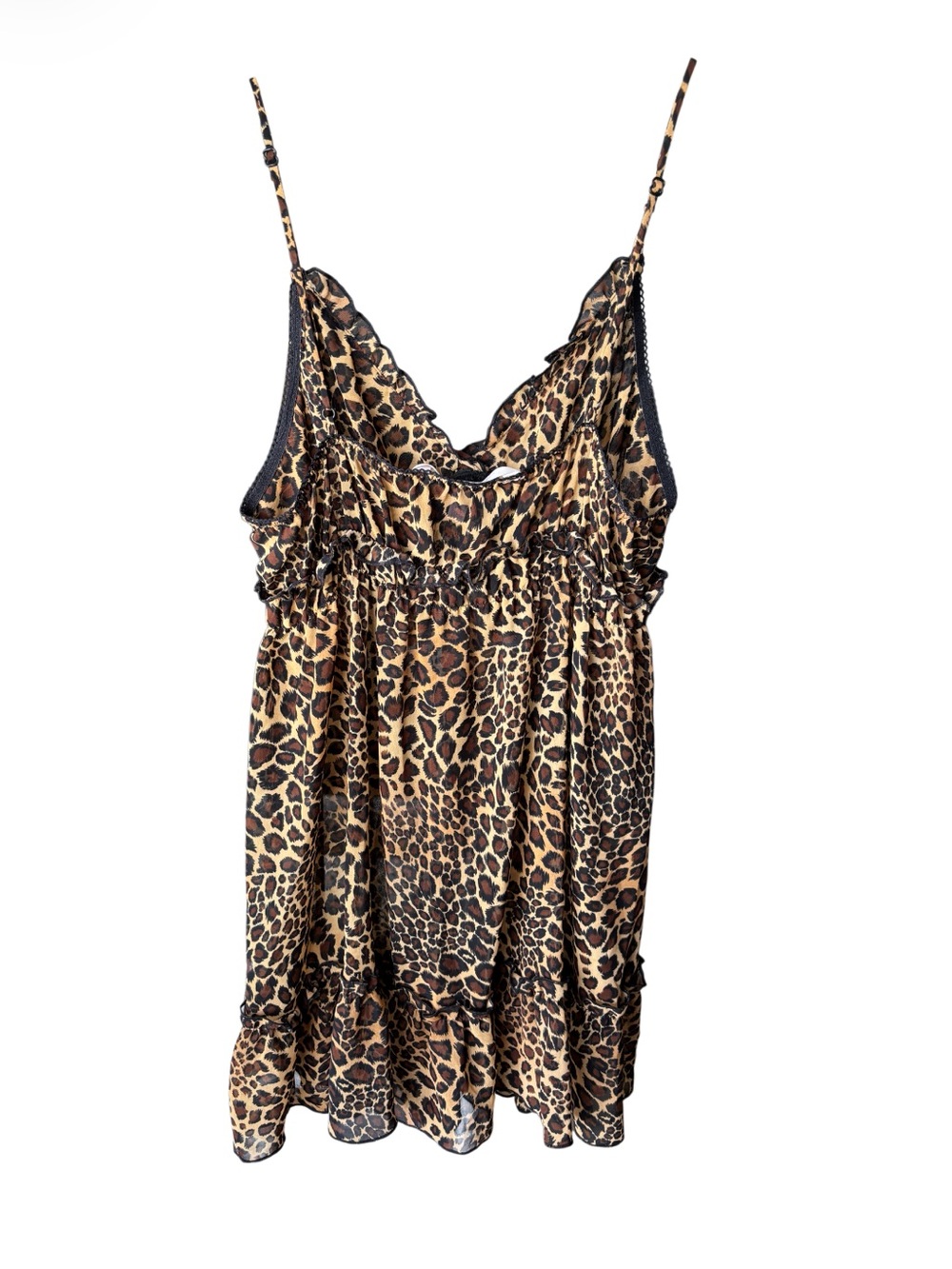 Belle Nuit Intimates | Leopard Print Babydoll Chemise Nightie Sleepwear | L - Picture 6 of 6